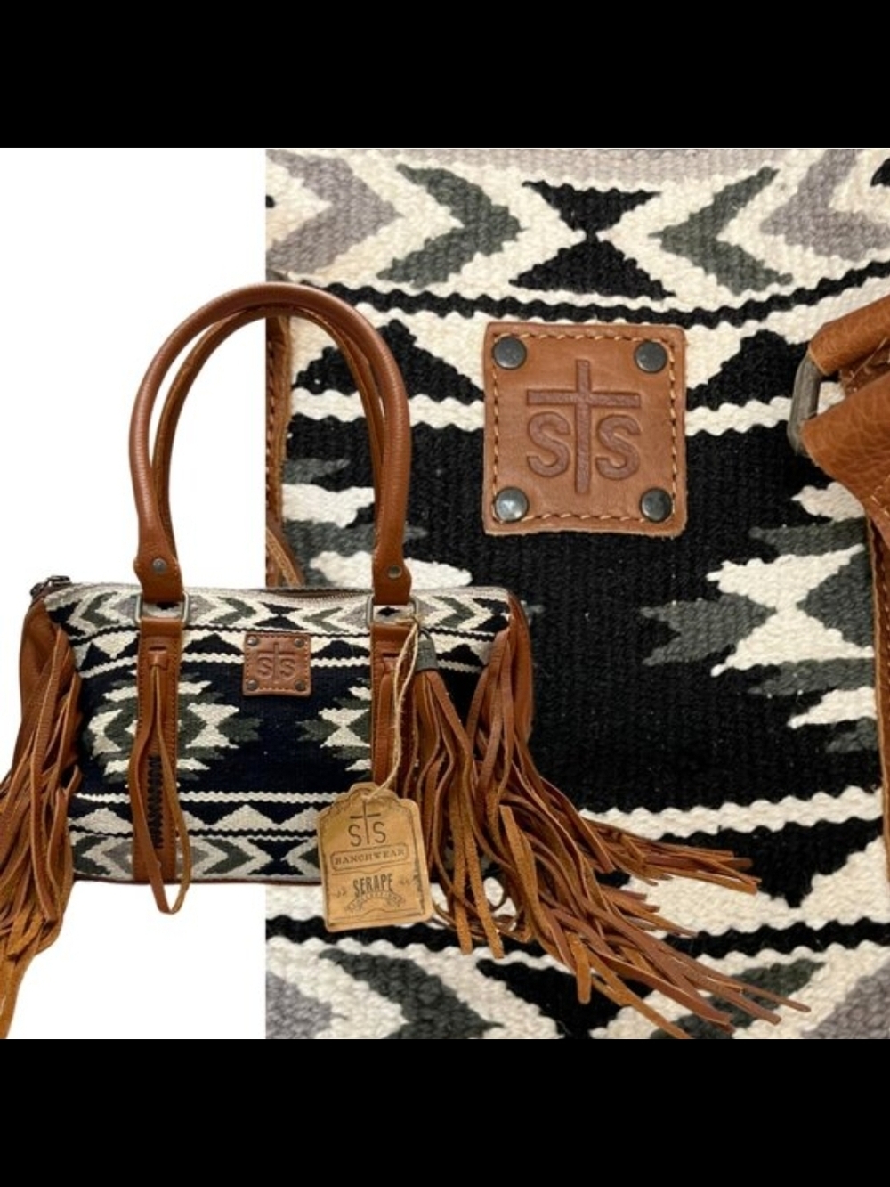NWT STS Ranchwear Serape Collection Cholula Satchel Bag Southwestern Leather.
